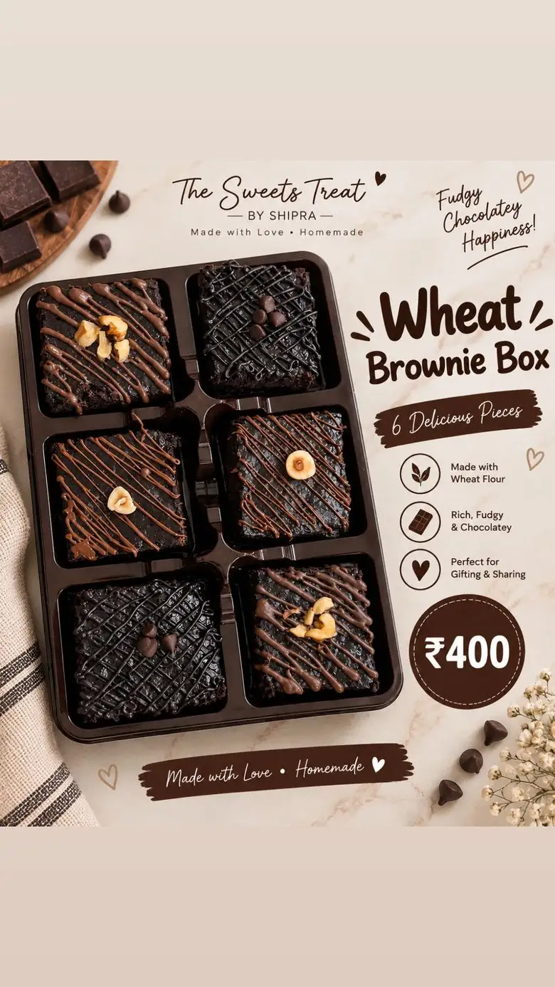 Menu board — Wheat Brownie Box, 6 pieces for ₹400