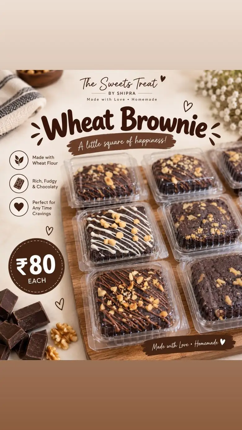 Menu board — Wheat Brownie single piece for ₹80